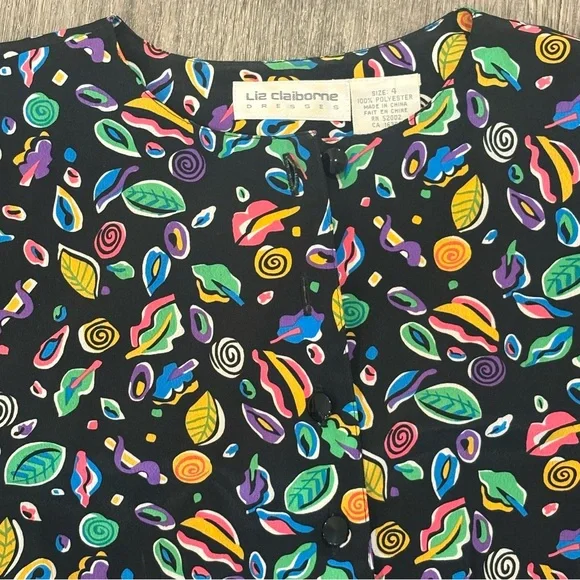 Vintage Liz Claiborne Dress Button Front Maxi Sundress Fit & Flare 90s Size 4 - Picture 3 of 10